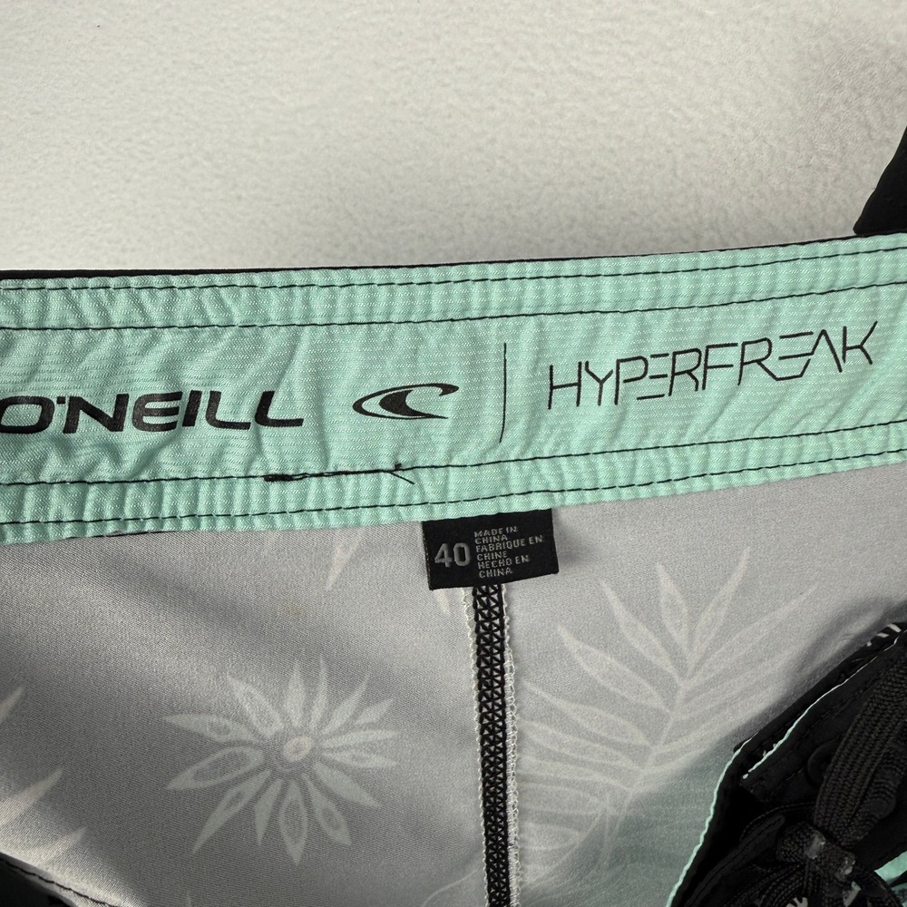 O'Neill Hyperfreak Hawaii Board Shorts Mens 40 Black Tropical Floral Swim Trunks - Picture 3 of 11